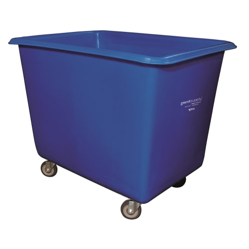 Royal Basket 10 Bushel Poly Truck Galvanized Steel Base, Blue, All Swivel Casters